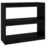 Book Cabinet/Room Divider Black 80x30x71.5 cm Solid Wood Pine - Front View