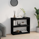 Book Cabinet/Room Divider Black 80x30x71.5 cm Solid Wood Pine