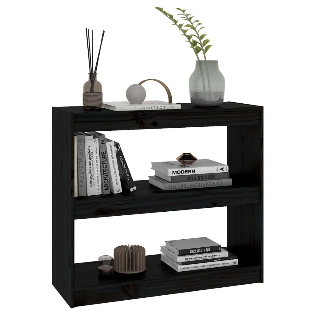 Book Cabinet/Room Divider Black 80x30x71.5 cm Solid Wood Pine