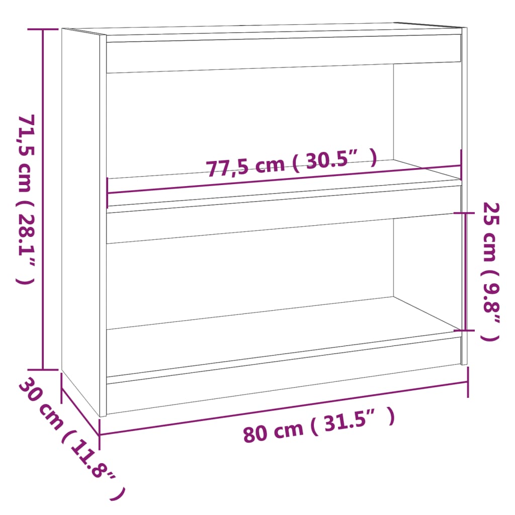 Book Cabinet/Room Divider Black 80x30x71.5 cm Solid Wood Pine