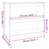 Book Cabinet/Room Divider Black 80x30x71.5 cm Solid Wood Pine - Low Angle