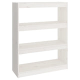 Book Cabinet/Room Divider White 80x30x103.5 cm Solid Wood Pine - Front View