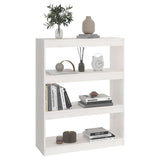Book Cabinet/Room Divider White 80x30x103.5 cm Solid Wood Pine - Side View