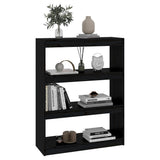 Book Cabinet/Room Divider Black 80x30x103.5 cm Solid Wood Pine - Side View