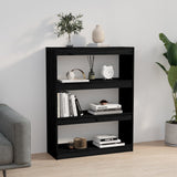 Book Cabinet/Room Divider Black 80x30x103.5 cm Solid Wood Pine - Top-Down View