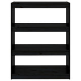 Book Cabinet/Room Divider Black 80x30x103.5 cm Solid Wood Pine