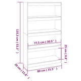 Book Cabinet/Room Divider Grey 80x30x135.5 cm Solid Wood Pine - Low Angle