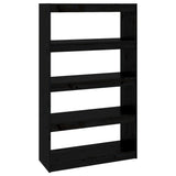 Book Cabinet/Room Divider Black 80x30x135.5 cm Solid Wood Pine - Front View