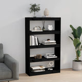 Book Cabinet/Room Divider Black 80x30x135.5 cm Solid Wood Pine - Side View