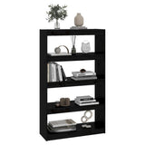 Book Cabinet/Room Divider Black 80x30x135.5 cm Solid Wood Pine - Top-Down View