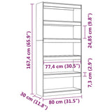 Book Cabinet/Room Divider 80x30x167.4 cm Solid Wood Pine - Low Angle