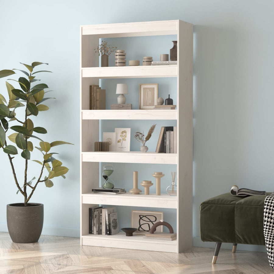Book Cabinet/Room Divider White 80x30x167.4 cm Solid Wood Pine