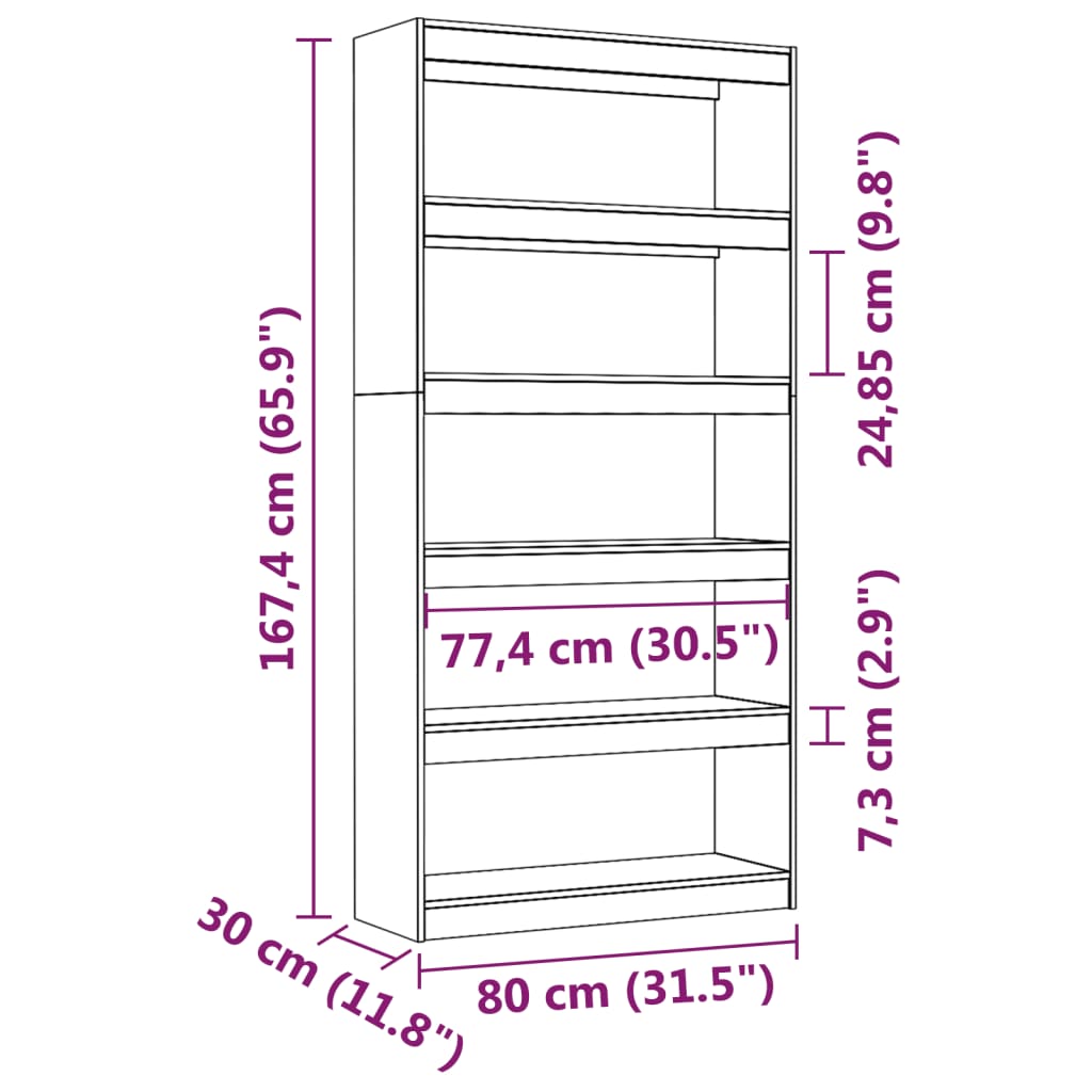 Book Cabinet/Room Divider White 80x30x167.4 cm Solid Wood Pine