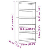 Book Cabinet/Room Divider White 80x30x167.4 cm Solid Wood Pine