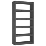 Book Cabinet/Room Divider Grey 80x30x167.4 cm Solid Wood Pine - Front View