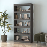 Book Cabinet/Room Divider Grey 80x30x167.4 cm Solid Wood Pine - Side View