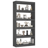 Book Cabinet/Room Divider Grey 80x30x167.4 cm Solid Wood Pine - Top-Down View