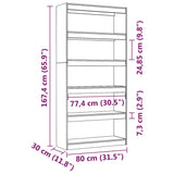 Book Cabinet/Room Divider Honey Brown 80x30x167.4 cm Wood Pine - Low Angle