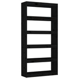 Book Cabinet/Room Divider Black 80x30x167.4 cm Solid Wood Pine - Front View