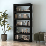 Book Cabinet/Room Divider Black 80x30x167.4 cm Solid Wood Pine - Side View