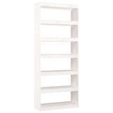 Book Cabinet/Room Divider White 80x30x199.5 cm Solid Wood Pine - Front View