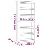 Book Cabinet/Room Divider White 80x30x199.5 cm Solid Wood Pine - Low Angle