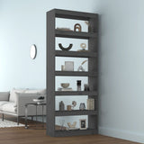 Book Cabinet/Room Divider Grey 80x30x199.5 cm Solid Wood Pine - Side View