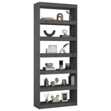 Book Cabinet/Room Divider Grey 80x30x199.5 cm Solid Wood Pine - Top-Down View