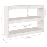 Book Cabinet Room Divider White 100x30x71.5 cm Pinewood - Low Angle