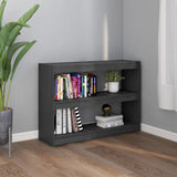 Book Cabinet Room Divider Grey 100x30x71.5 cm Pinewood - Side View