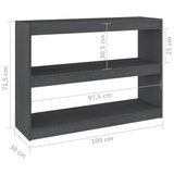 Book Cabinet Room Divider Grey 100x30x71.5 cm Pinewood - Low Angle