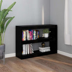 Book Cabinet Room Divider Black 100x30x71.5 cm Pinewood