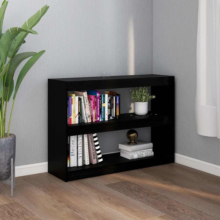 Book Cabinet Room Divider Black 100x30x71.5 cm Pinewood