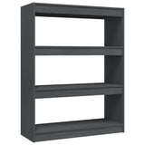 Book Cabinet/Room Divider Grey 100x30x103 cm Solid Pinewood - Front View