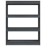 Book Cabinet/Room Divider Grey 100x30x103 cm Solid Pinewood - 45-Degree Angle
