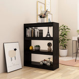 Book Cabinet/Room Divider Black 100x30x103 cm Solid Pinewood - Side View
