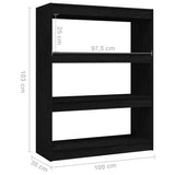 Book Cabinet/Room Divider Black 100x30x103 cm Solid Pinewood - Low Angle