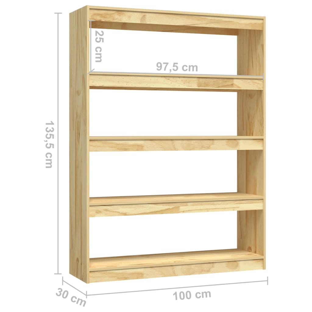 Book Cabinet/Room Divider 100x30x135.5 cm Solid Pinewood