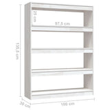 Book Cabinet/Room Divider White 100x30x135.5 cm Solid Pinewood