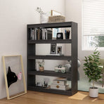 Book Cabinet/Room Divider Grey 100x30x135.5 cm Solid Pinewood