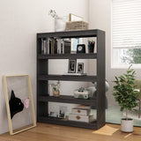 Book Cabinet/Room Divider Grey 100x30x135.5 cm Solid Pinewood - Side View
