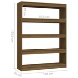Book Cabinet/Room Divider Honey Brown 100x30x135.5 cm Solid Pinewood - Low Angle