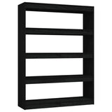 Book Cabinet/Room Divider Black 100x30x135.5 cm Solid Pinewood - Front View