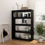 Book Cabinet/Room Divider Black 100x30x135.5 cm Solid Pinewood - Side View