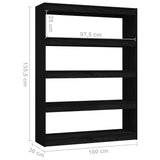 Book Cabinet/Room Divider Black 100x30x135.5 cm Solid Pinewood - Low Angle