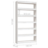 Book Cabinet/Room Divider White 100x30x200 cm Solid Pinewood - Low Angle