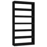 Book Cabinet/Room Divider Black 100x30x200 cm Solid Pinewood - Front View