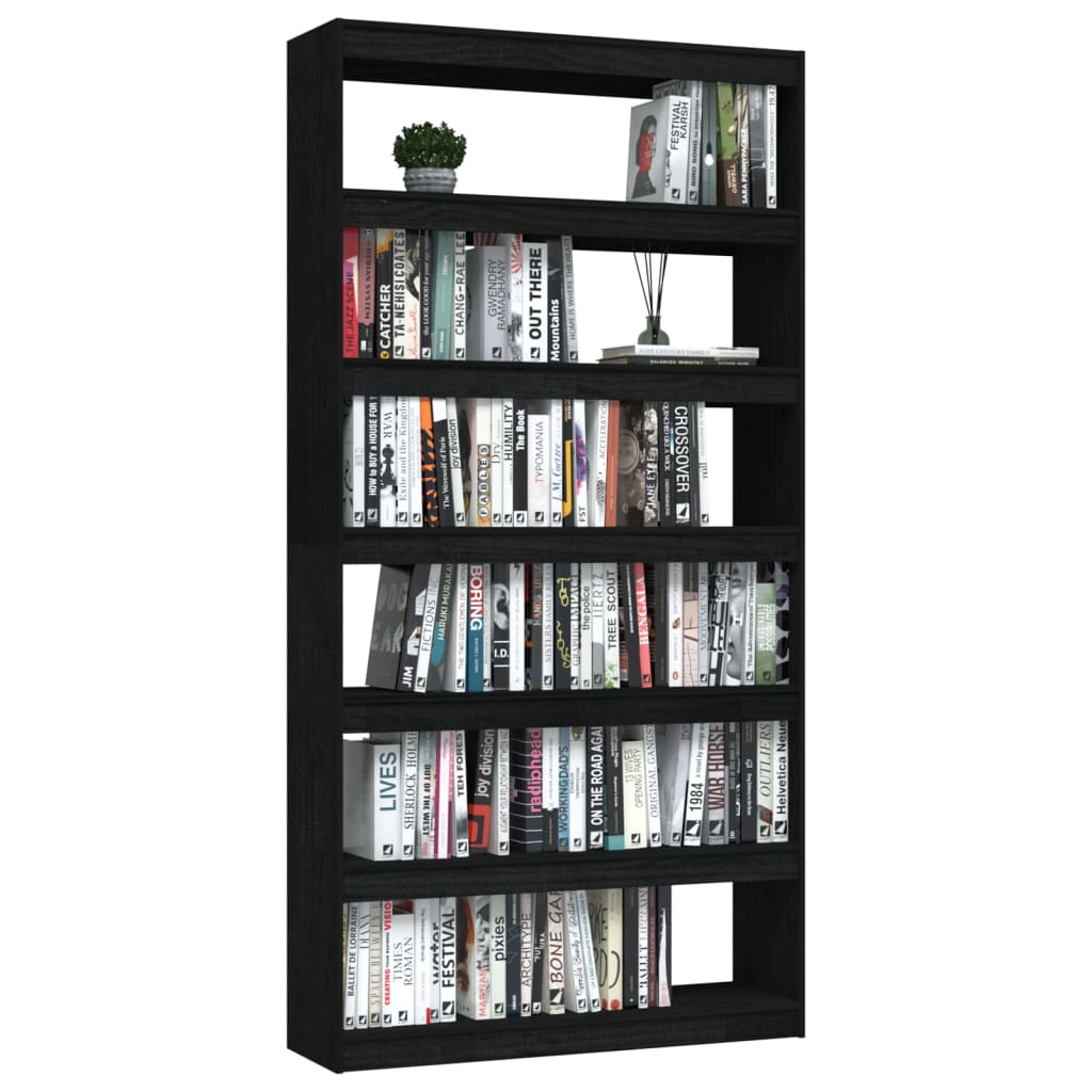 Book Cabinet/Room Divider Black 100x30x200 cm Solid Pinewood