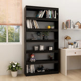 Book Cabinet/Room Divider Black 100x30x200 cm Solid Pinewood