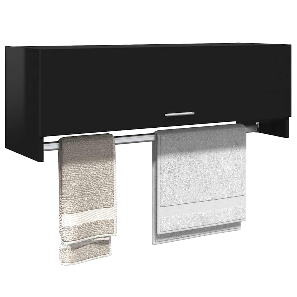 Wardrobe High Gloss Black 100x32.5x35 cm Engineered Wood